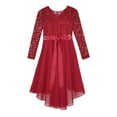 thumbnail image 4 of TiaoBug Kids Girls Lace Chiffon Wedding Bridesmaid Dresses Shiny Rhinestone Flower Girl Proms Ball Gown Burgundy 14, 4 of 7