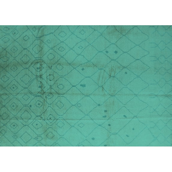 Ahgly Company Machine Washable Indoor Rectangle Solid Turquoise Blue Modern Area Rugs, 7' x 10'