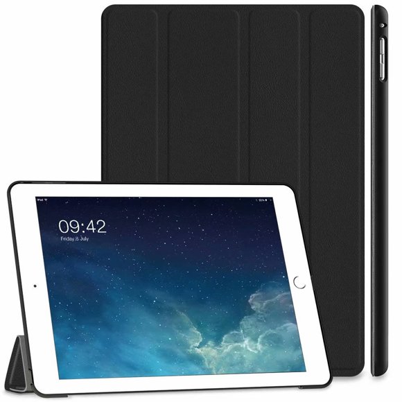 Suitable For Ipad Air 2, Ultra Slim Cover Pu Leather Sleeve With Stand Function / Auto Sleep Wake Up Function Compatible For Ipad Air 2 2014 Model Number A1566 / A1567 - Black
