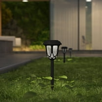 Merrick Lane All-Weather Black Tulip Design LED Solar Lights, Outdoor Solar Powered Lights for Pathway, Garden, & Yard - Set of 8
