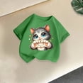 thumbnail image 2 of Girls Short Sleeve Breathable Summer T Shirt Cute Cat Print Kids Casual Tee Soft Fashion, 2 of 5