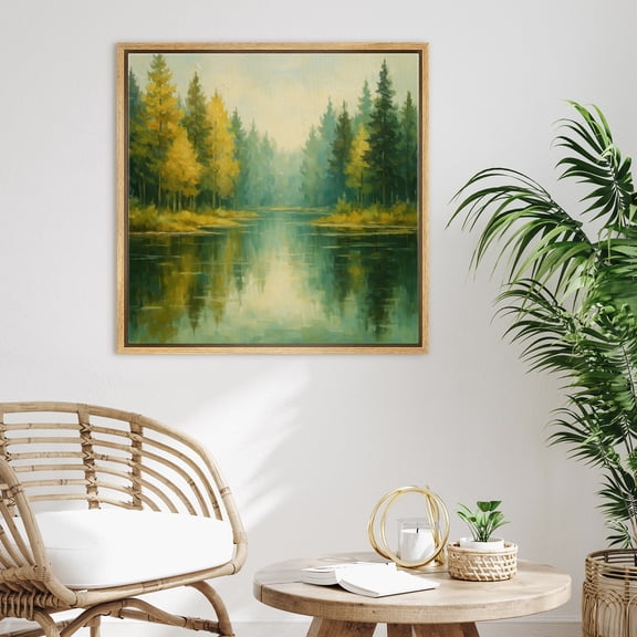 Framed Canvas Print Nature Landscape Wall Art Modern Decorative for Living Room Bedroom - 16"x16" NATURAL