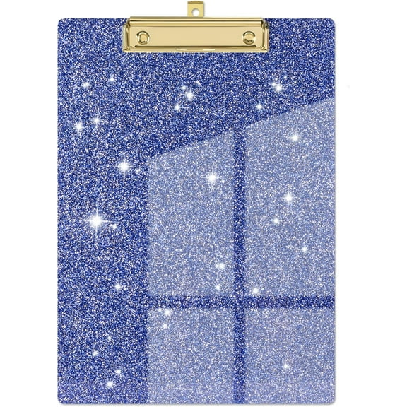 Minzimin Acrylic Clipboards, Fashion Glitter Clip Board with Low Profile Gold Clip, Designed for Classroom School and Office Use, A4 Letter Size 9 x 12.5 in