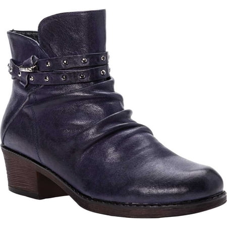 

Women s Propet Roxie Slouch Bootie Navy Sheep Leather 7.5 2E
