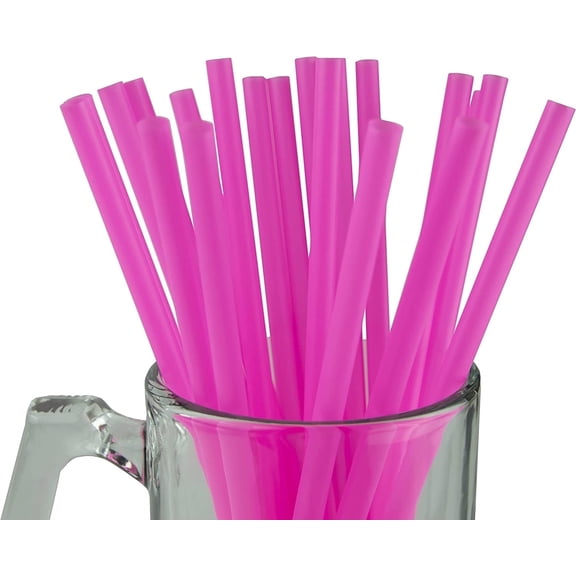 Plastic Smoothie Straws, BPA-Free, 10" x 0.28", 250 Count, Pink