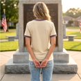 thumbnail image 7 of Bexdxz Women's 9.11 Never Forget Printed V-Neck Short Sleeve T-Shirt Patriotic American Flag 2001-2026 25Th Anniversary Honor Tee for Everyday Wear Khaki XL, 7 of 7