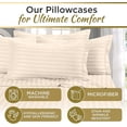 thumbnail image 5 of CRESCENT BEDDING Microfiber Double Brushed Sheet Set - Extra-Soft & Wrinkle-Free - 15" Deep Pockets- 3 PC Set (Twin XL, Damask Ivory Stripe), 5 of 6
