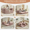 thumbnail image 5 of COOLHUT 63" W Combination Sofa, High Rebound Density Foam Sofa Couch, Two Forms Floor Couch Three Seats Sofa Bed for Living Room, Bedroom, Pink, 5 of 14