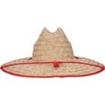 thumbnail image 4 of Panama Jack Straw Men's Sun Hat - Fish Flag Lifeguard, Adjustable Chin Cord, Inner Elasticized Sweatband, 5 1/4" Big Brim (Red, Small/Medium), 4 of 5