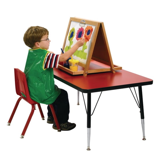 Colorations Tabletop Easel featuring magnetic dry erase board, chalkboard and clips to hold paper