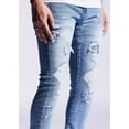 thumbnail image 6 of Crysp Denim Men's Light Wash Distressed Rip & Repair Skinny Fit Stretch Jeans (38, Light Blue Stonewash), 6 of 6