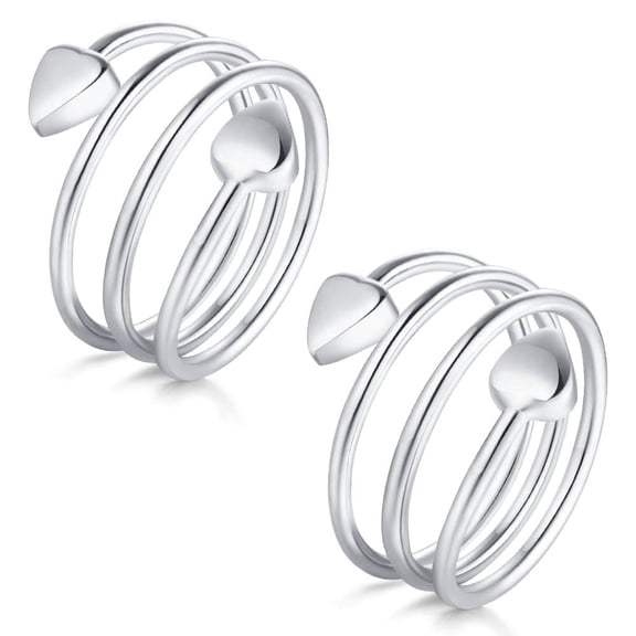 Adjustable Magnetic Pure Copper Rings for Women, Love Heart Gift( Sliver 2PCS)