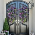 thumbnail image 2 of CLEARANCE! Artificial Purple Tulip Wreath Home Decoration Wreath for Front Door Floral Flower Garland Wedding Decoration, 2 of 5