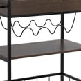 thumbnail image 3 of Benjara Kelcy 34 Inch Modern Kitchen Bar Cart, 3 Shelves, Wine Rack, Wheels, Brown, 3 of 9