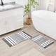 thumbnail image 5 of Alfombra de baño Cozecube de microfibra antideslizante a rayas grises, lavable, 5 of 9