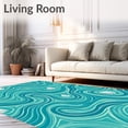 thumbnail image 2 of ODIKA 8'x10' Machine Washable Non-Slip Area Rug, Nautical Wave Swirls Adorned With Elegant Shell Motifs High Traffic Rug with Pad, Blue, 702576, 2 of 8