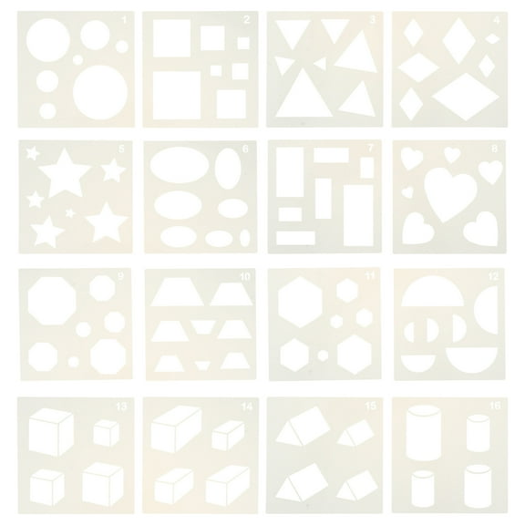 16pcs  Primary Shape Template Set Geometric Tracing Helper