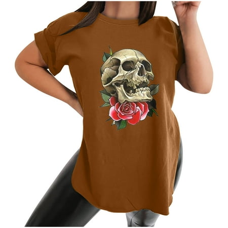 

Ziloco Short Sleeve V-Neck Blouses & Shirts Fashion Retro Fashion Casual Round Neck Short Sleeve Slit Print T-Shirt Top wo3006top Black Corset Top