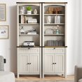 thumbnail image 4 of FIAKOA 71" Tall Bookcase with Storage, Farmhouse 6-Tier Cabinet with Door, Large Bookshelf Cabinet with Open Display Storage Shelf for Office Living Room (White), 4 of 7