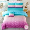 thumbnail image 5 of PERFEMET 6-Piece Turquoise Pink Polyester Twin Size Bedding Set for Girls,All-Season Ombre Comforter Set for Kids Teens, 5 of 7