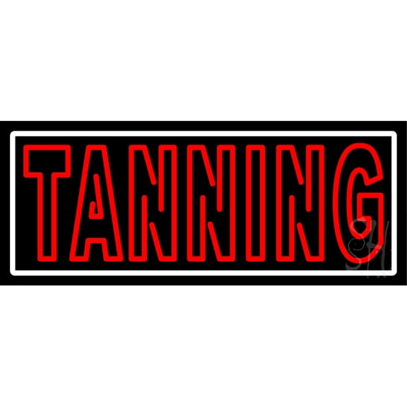 Tanning Double Stroke LED Neon Sign 10 x 24 - inches, Black Square Cut Acrylic Backing, with Dimmer - Bright and Premium built indoor LED Neon Sign for Defence Force.