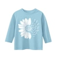 thumbnail image 3 of CCRFTGI Shirts for Kids Girls Size 13-14 3/4 Length Sleeve Funny Print T-Shirt Girls Fashion Round Neck Shirts Casual Summer Gifts for Girls Light Blue 6-7 Years, 3 of 4