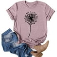 thumbnail image 2 of MIXUE Womens Summer Tops Dandelion Print Round Neck Short Sleeve Casual Fashion Plus Size Shirts For Women Tshirts Holiday Wear,Pink,XL, 2 of 4