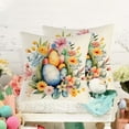 thumbnail image 2 of Zhourta 18IN Easter Pillow Covers Spring Easter Throw Pillow Covers Easter Bunny Eggs Cushion Covers Pillow Cases For Home Outdoor Sofa Couch Decoration Linen Fabrics, 2 of 6