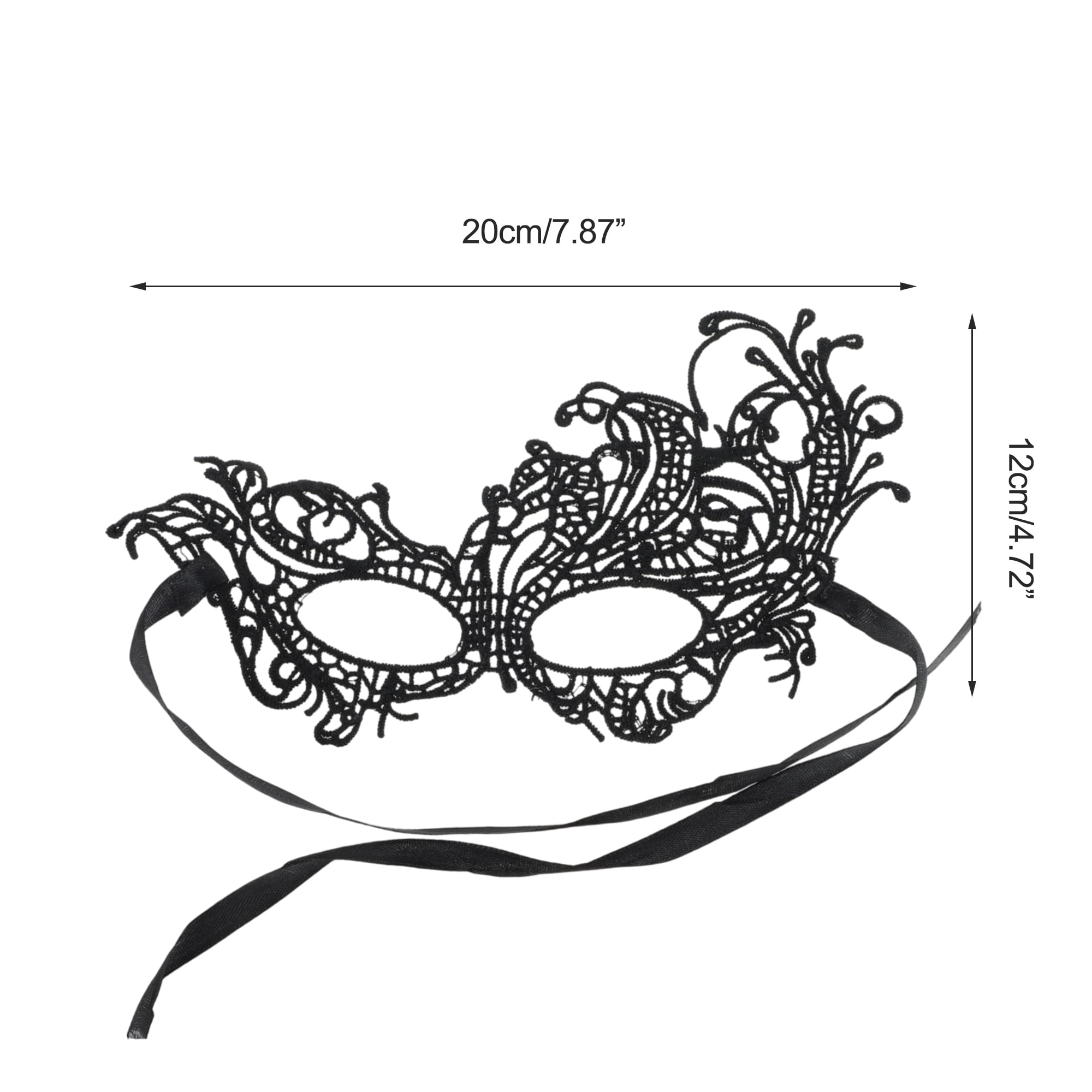 Unique Bargains Elegant Lace Half Face Party Mask in Black 1 Pcs Black Pattern 14