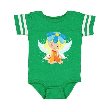 

Inktastic Cute Fairy Blonde Hair Fairy With Blue Flower Gift Baby Girl Bodysuit