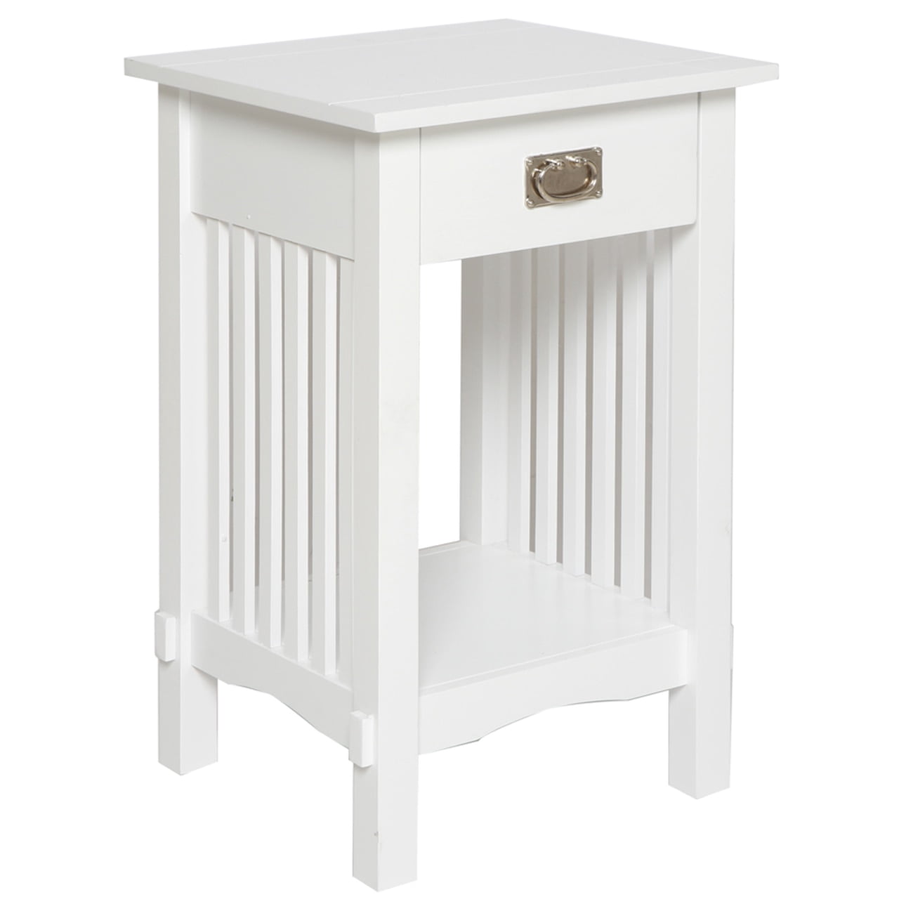 Legacy Decor Mission Style Telephone Night Stand and Drawer End Table, Antique White