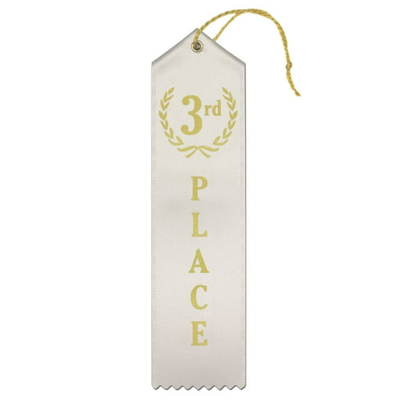 RibbonsNow 3rd Place Award Ribbons - 25 White Ribbons with Card & String