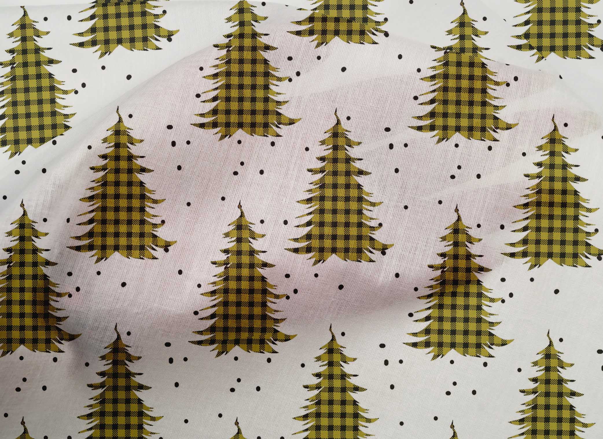 oneOone Cotton Poplin Olive Green Fabric Merry Christmas Sewing Material Print Fabric By The Yard 42 Inch Wide