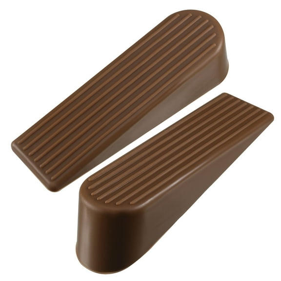 Uxcell Home Office Rubber Anti-slip Wedge Door Stopper Doorstops Protector Coffee Color 2pcs