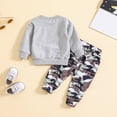thumbnail image 2 of Kaprioy Baby Boy Winter Clothes Toddler Baby Boy Clothes Camo Pant Set Long Sleeve Letter Sweatshirt and Camouflage Jogger Pants Infant Boy Outfits, 2 of 7