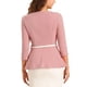 thumbnail image 3 of INSPIRAR CHIC Blusas Peplum para Mujeres de Manga 3/4 con Cinturón Elegante para Trabajo en Negocios S Gris Rosa, 3 of 6