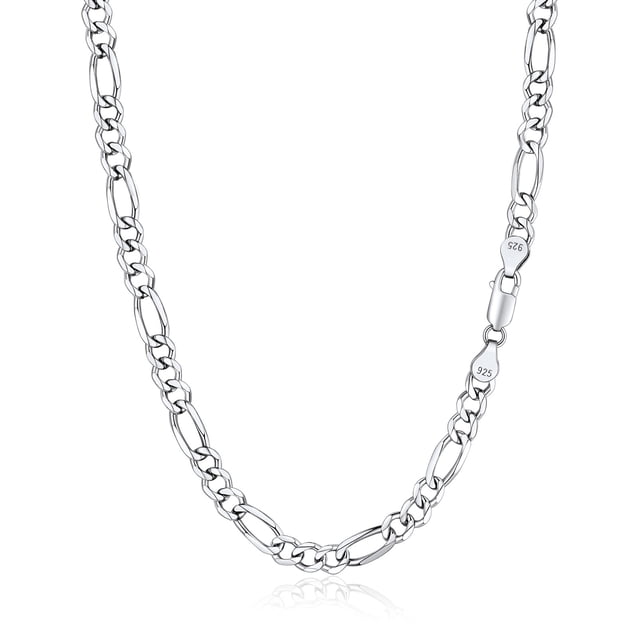 PROSTEEL Mujeres Hombres Collar De Cadena De 5 mm Cadena Figaro Plata De Ley 925 Sólida Collares Figaro Hip Hop Niños Joyería Regalo, 22 Pulgadas
