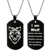 xiangDd New Fashion Men'S Fashion Wolf Pendant Necklace with A Cause I Am Wolf