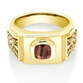 thumbnail image 2 of Gem Stone King 2.04 Ct Cushion Red Tiger Eye 18K Yellow Gold Plated Silver Men's Ring (Size 11), 2 of 4