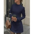 thumbnail image 3 of PRETTYGARDEN Women's Long Sleeve Mini Dress Fall Bodycon Mock Neck Elegant Short Cocktail Holiday Party Dresses, 3 of 10