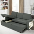 thumbnail image 2 of BUIORD 86" Convertible Sleeper Sectional Sofa with Storage Chaise, L-Shaped Couch with Pull Out Bed, Open Storage Shelf and USB, Sectional Couch for Living Room, Dark Gray, 2 of 8