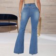 thumbnail image 4 of Denim Pantalones con botones para mujer, pantalones con microagujero, pantalones ajustados, pantalones de cintura alta para mujer (Dark Azul, S), 4 of 5