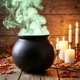 thumbnail image 2 of Halloween Light Up Green Fluorescent Mist Smoking Witch Cauldron LED Fog Black Witch Pot Spooky Tabletop Ornament Atmospheric Props For Indoor Outdoor Fireplace Mantel Party Scene Decoration, 2 of 6