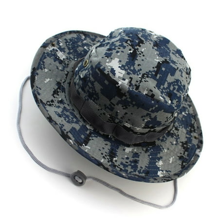 Worgeous Fashion Unisex Adult Outdoor Sports Wide Brim Boonie Hat Fishing Hat - Free Size (Blue Camouflage)