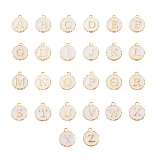 Minnieouse 26 piezas de abalorios con letras iniciales, colgante hecho a mano, abalorio de aleación de doble cara, pendiente artesanal DIY con accesorios Ropa, zapatos y accesorios Miscelánea Blanco Minnieouse AP010311-09