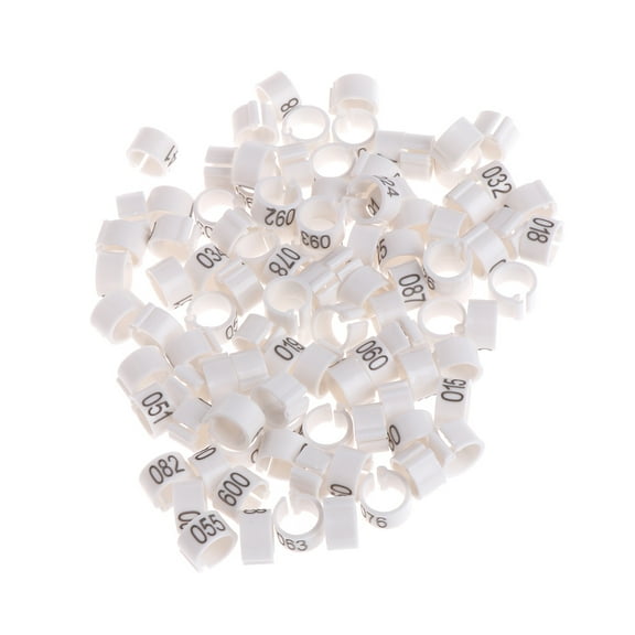 Ciwanning 100-Pack 8mm Bird Leg Bands with Numbers Pigeons Foot Bands Clip Rings for Chicken for Quail Poultry