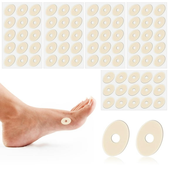 Monebena 75pcs Corn Cushions, Corn Pads for Toes Latex Sponge Foot Callus Pads Self-Adhesive Foot Care Cushions Corn Protectors for Men Women Feet Toes (Small Oval)