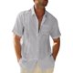 thumbnail image 1 of Sunloudy Camisa casual para hombre, color sólido, manga corta, cuello de solapa, ajuste delgado, tops de ocio con botones Sunloudy moda, 1 of 4