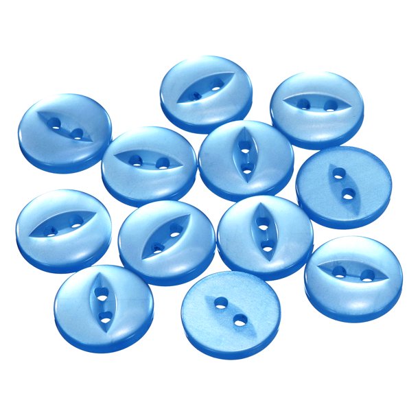 Uxcell 12 piezas 24L botones de costura redondos azul zafiro de 15 mm 5/8" resina de 2 agujeros botón de ojo de pez para decoración de manualidades
