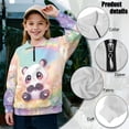 thumbnail image 6 of COEQINE Girls Quarter Zip Sweatshirt Pullover, Loose Fit Long Sleeve Fall Tops with Collar, Soft Polyester Fashion Top for Ages 5-6 Machine Washable, Panda Rainbow, 6 of 7